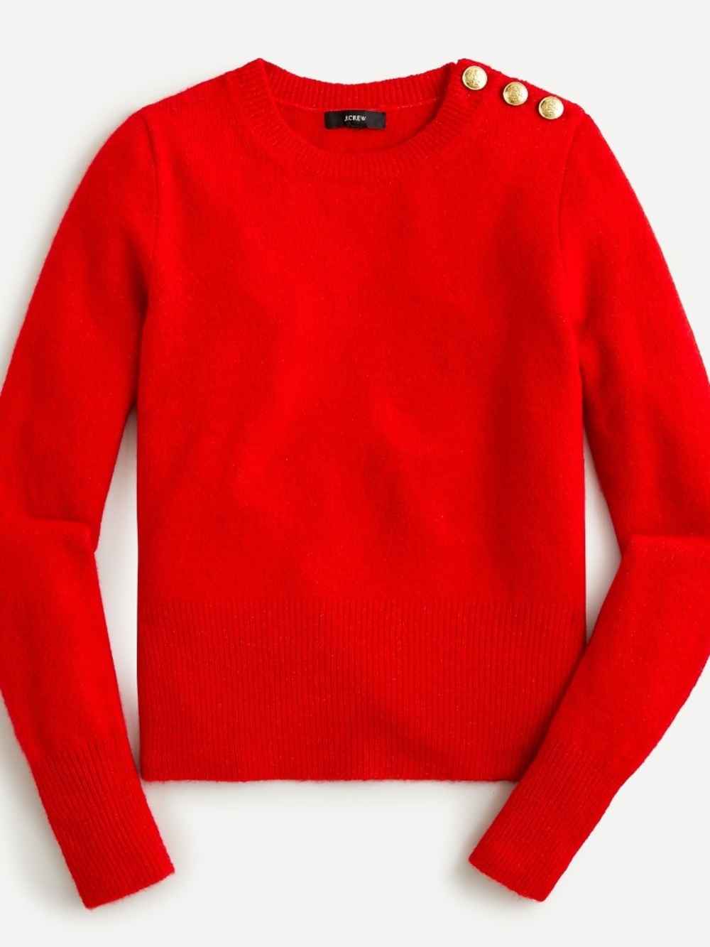 J Crew Crewneck Red sweater with shoulder buttons Size XL